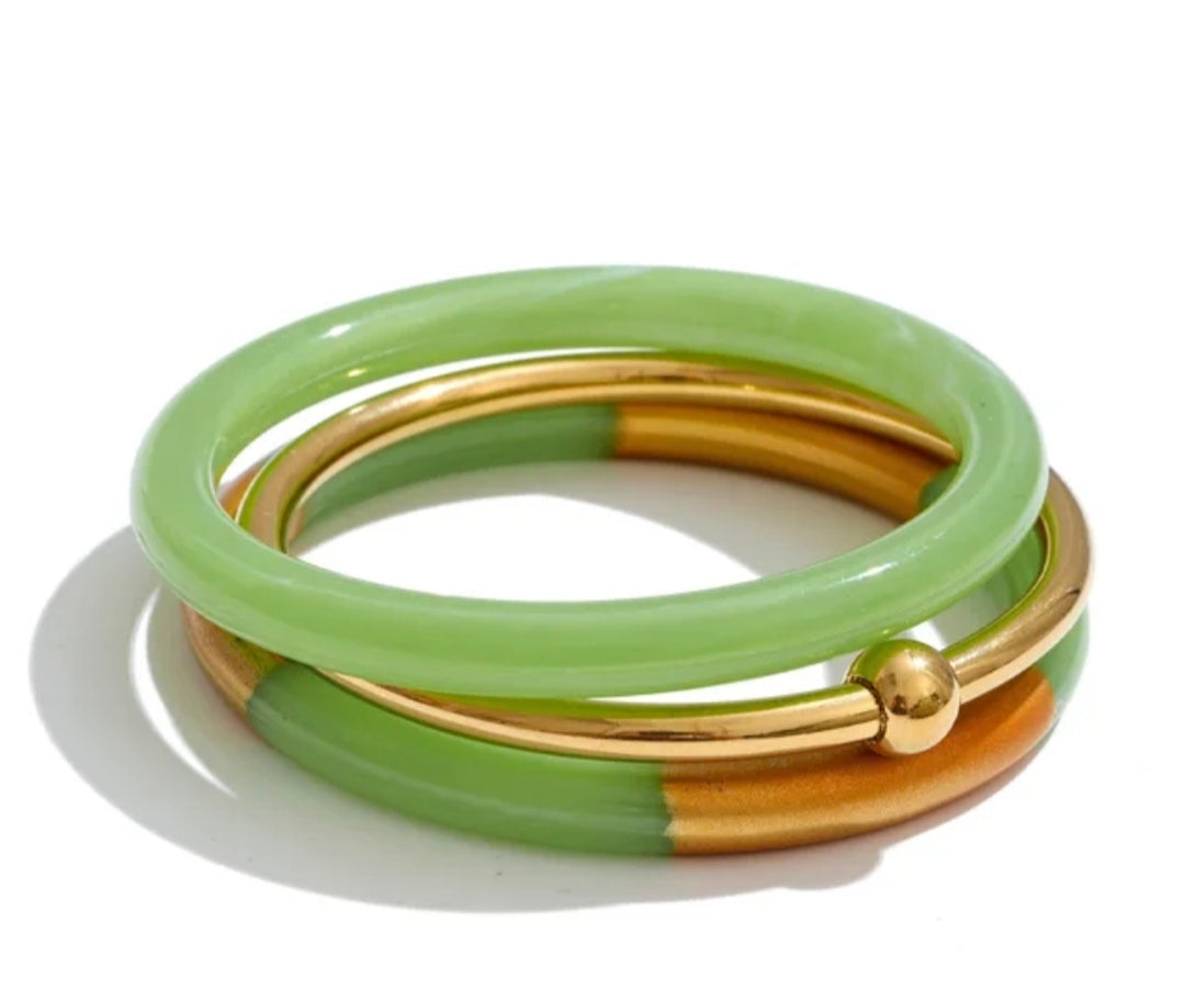 Jade Bangle Set (3 Piece)