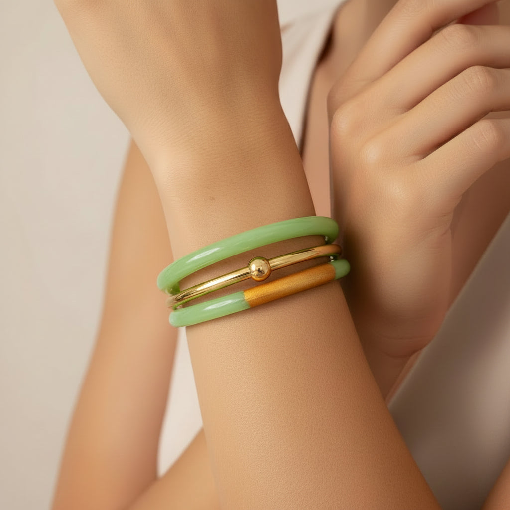 Jade Bangle Set (3 Piece)