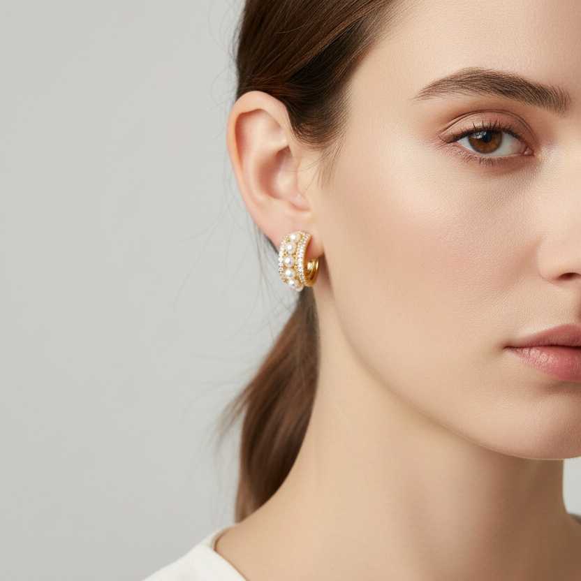 Starlight Pearl Hoops