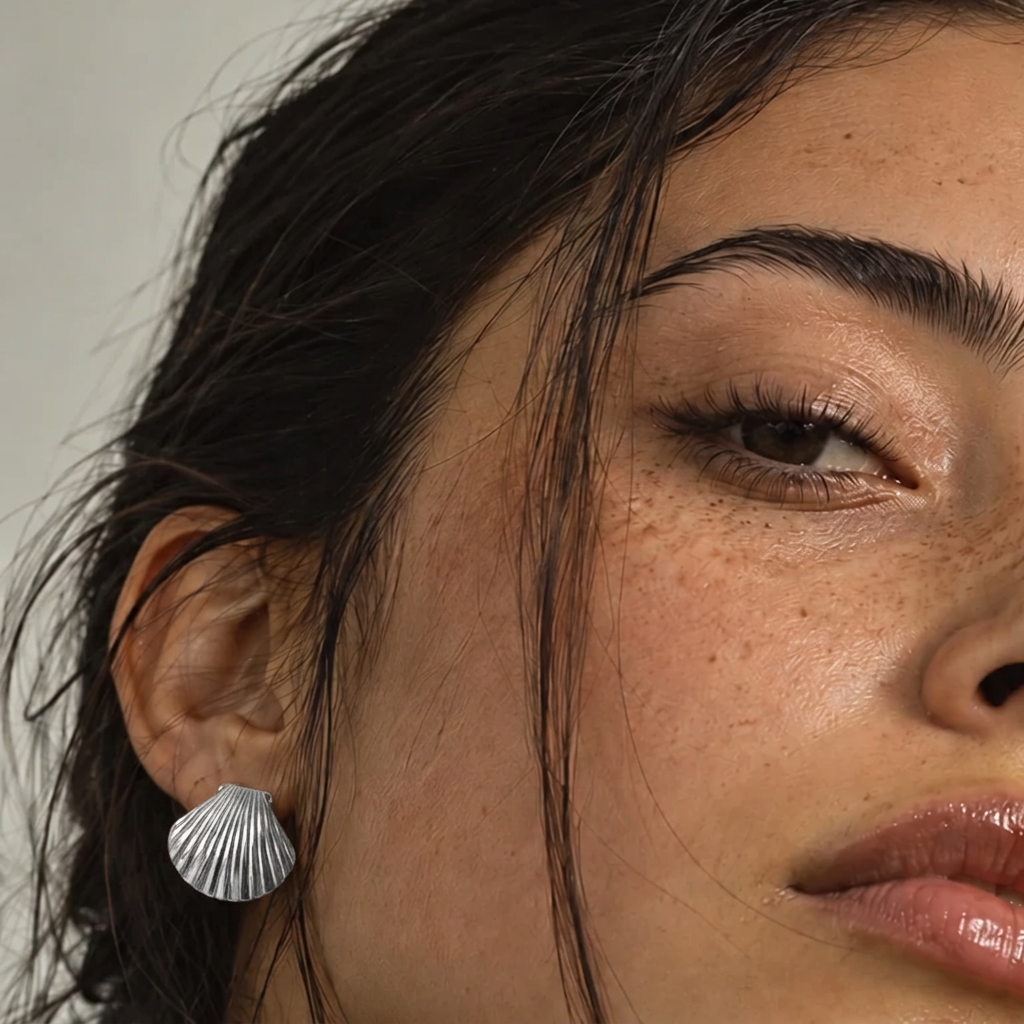 Shell Drop Silver Earrings