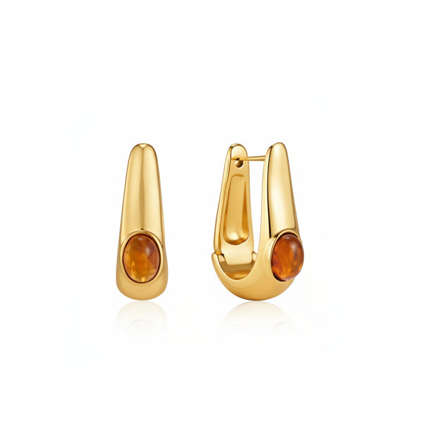 Amber Stone Hoops (£30)