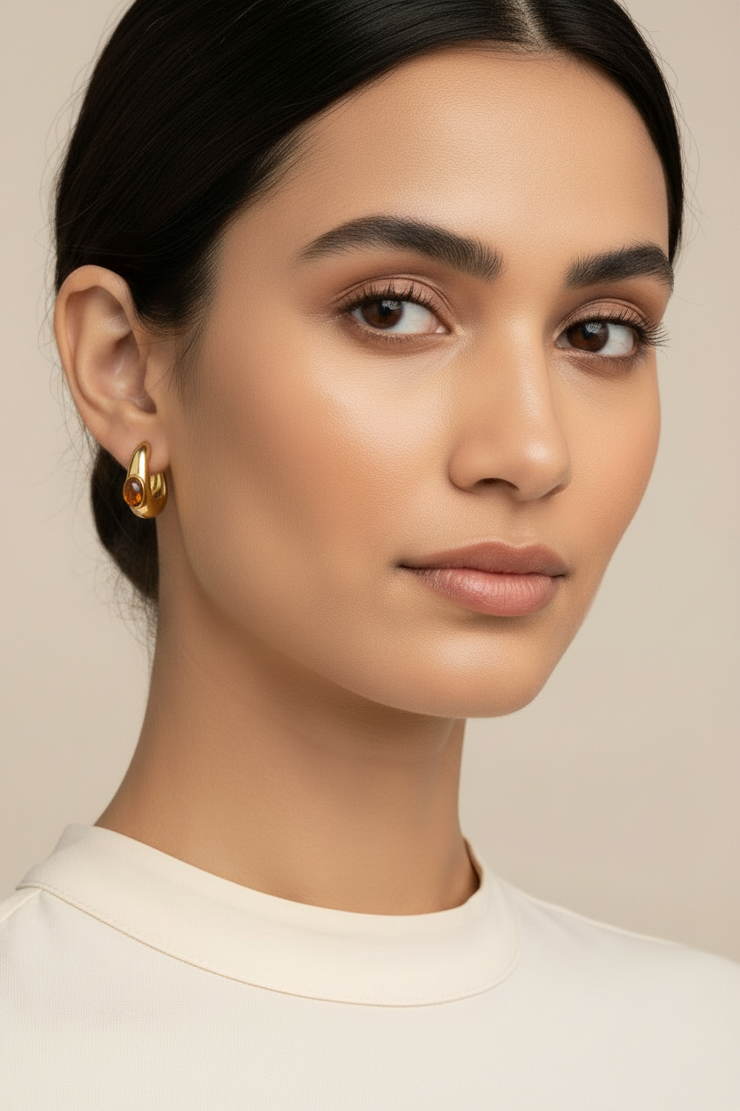 Amber Stone Hoops (£30)